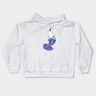 Black and White Mermaid Bunny Kids Hoodie